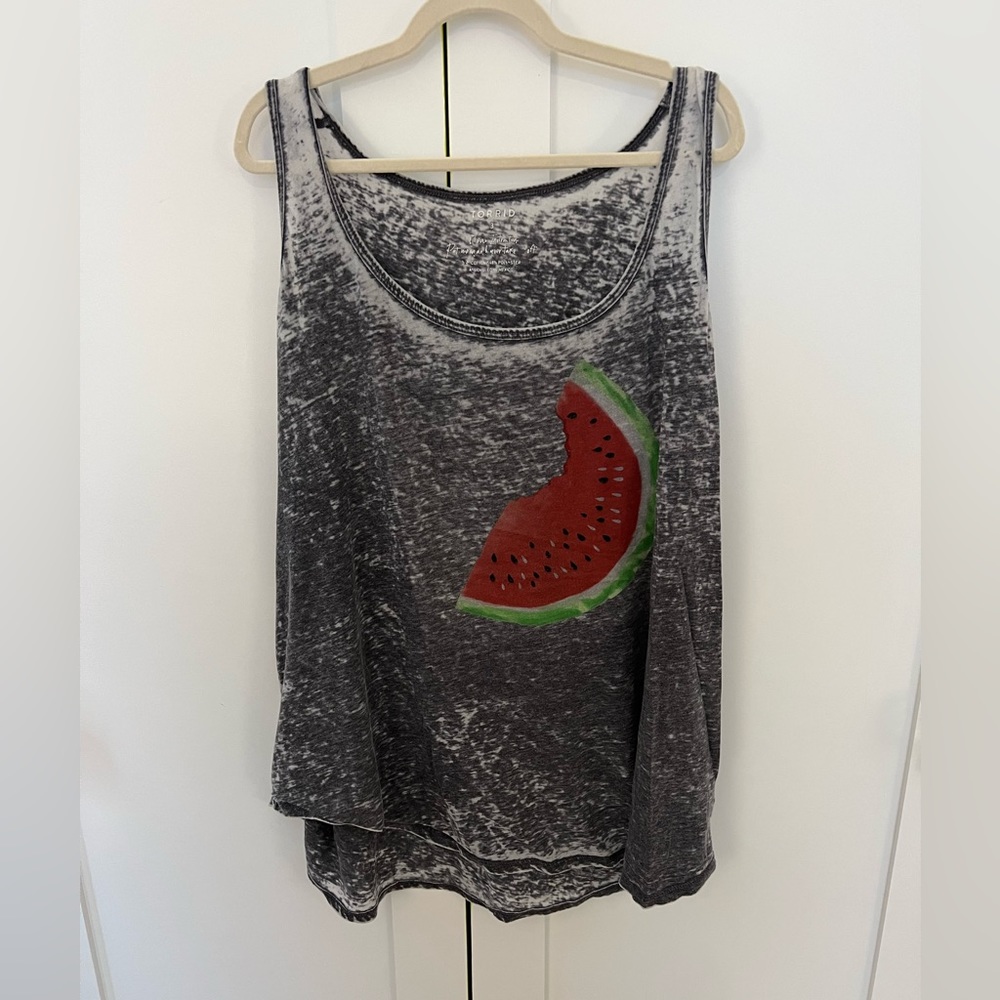 Torrid Burnout grey watermelon tank top 3x